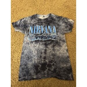 Nirvana Nevermind Water Blue Tie Dye T-Shirt Kurt Cobain Rock Band Men's X-Small